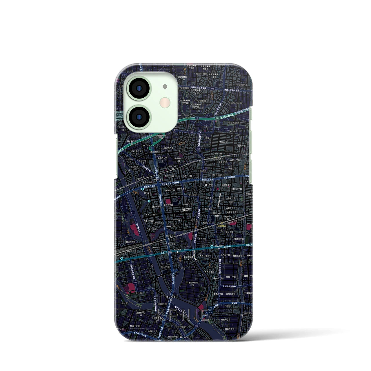 【蟹江(愛知県)】地図柄iPhoneケース(バックカバータイプ)