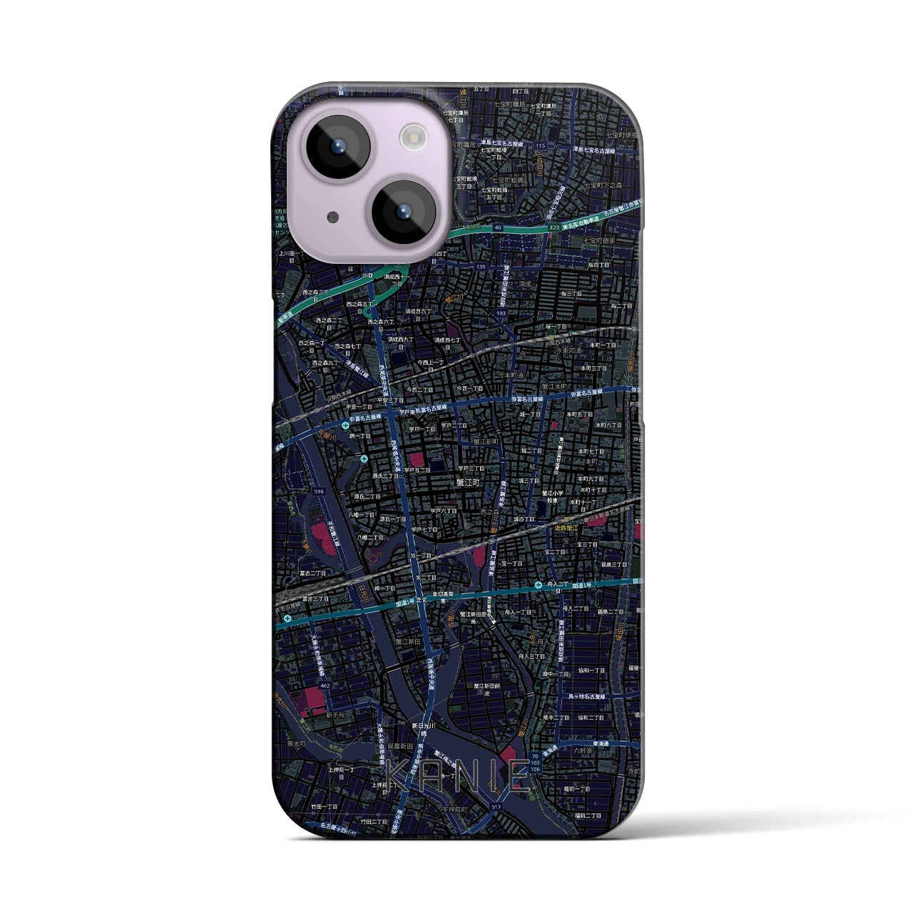 【蟹江(愛知県)】地図柄iPhoneケース(バックカバータイプ)