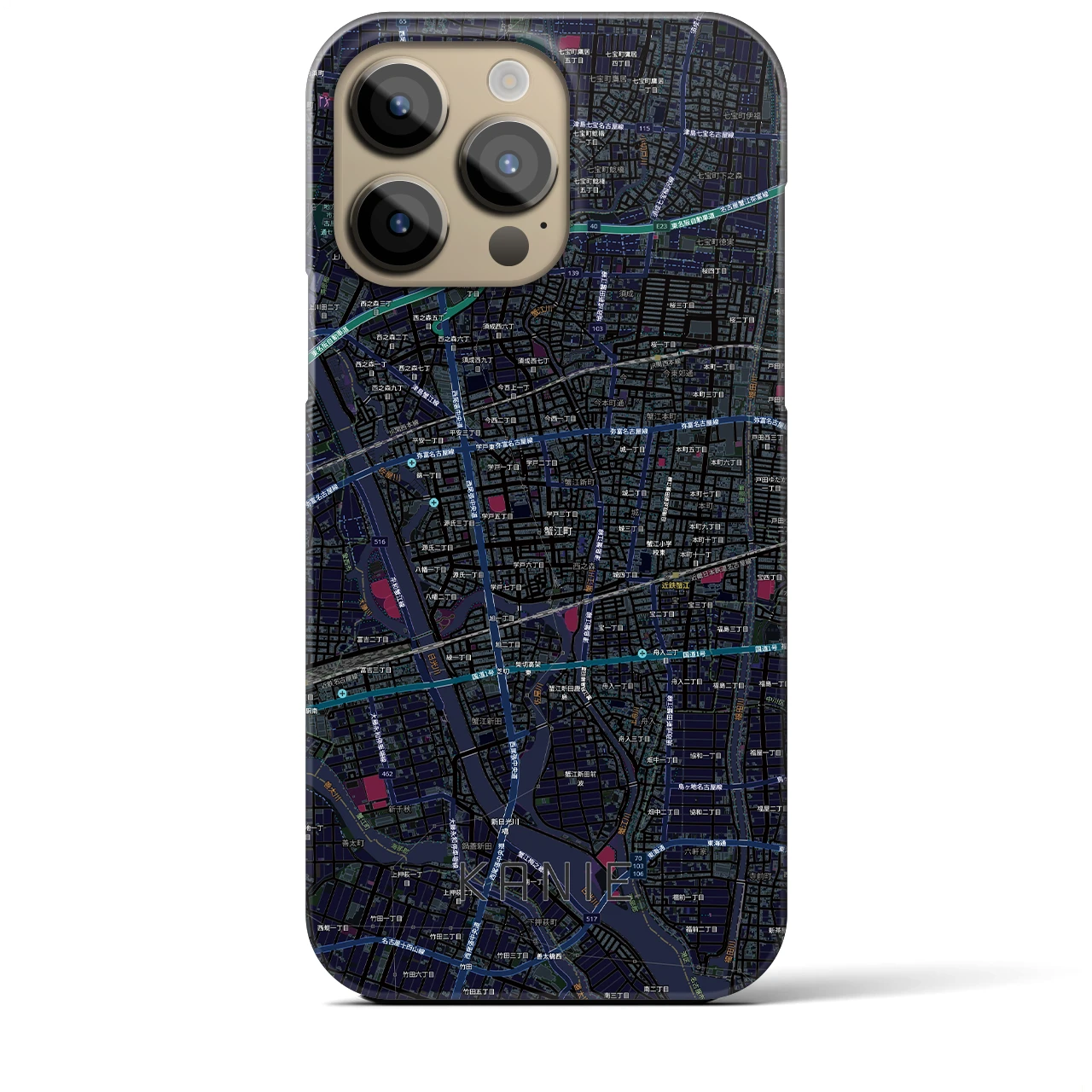 【蟹江(愛知県)】地図柄iPhoneケース(バックカバータイプ)