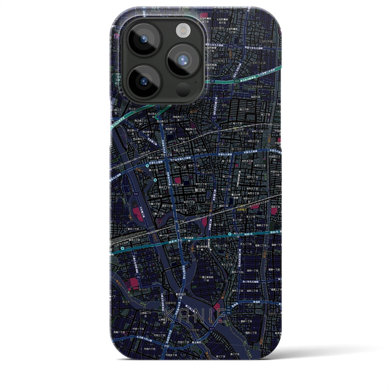 【蟹江(愛知県)】地図柄iPhoneケース(バックカバータイプ)