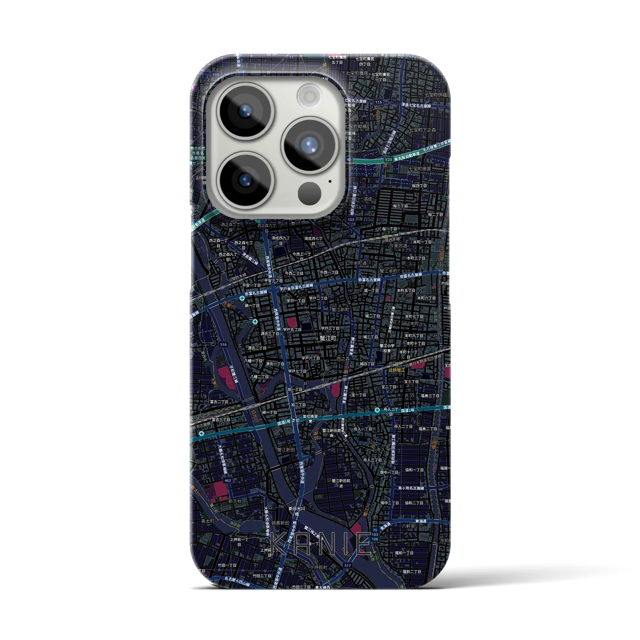 【蟹江(愛知県)】地図柄iPhoneケース(バックカバータイプ)