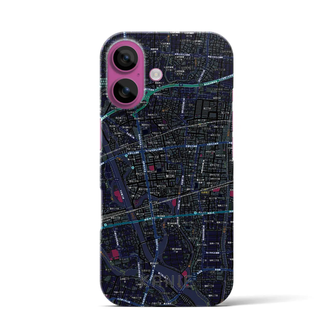 【蟹江(愛知県)】地図柄iPhoneケース(バックカバータイプ)