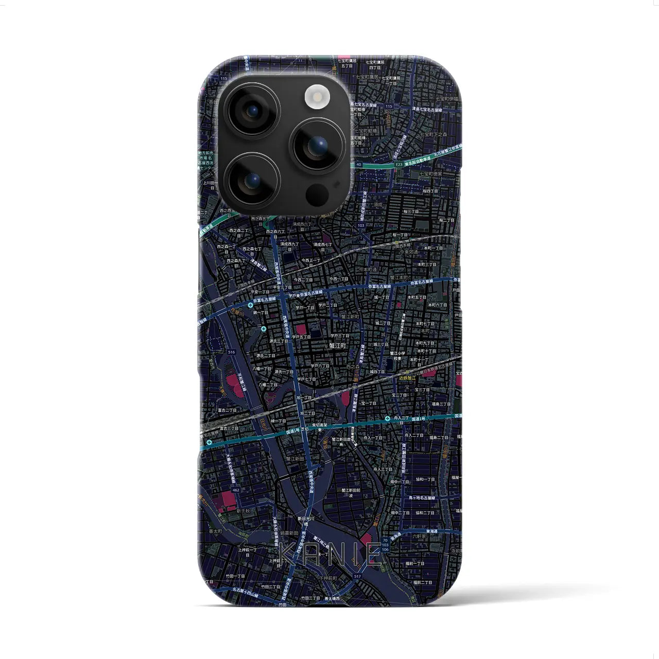 【蟹江(愛知県)】地図柄iPhoneケース(バックカバータイプ)