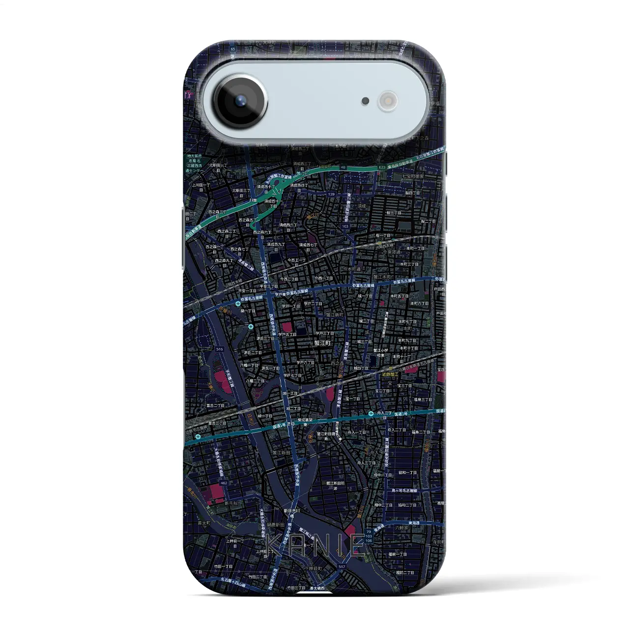 【蟹江(愛知県)】地図柄iPhoneケース(バックカバータイプ)