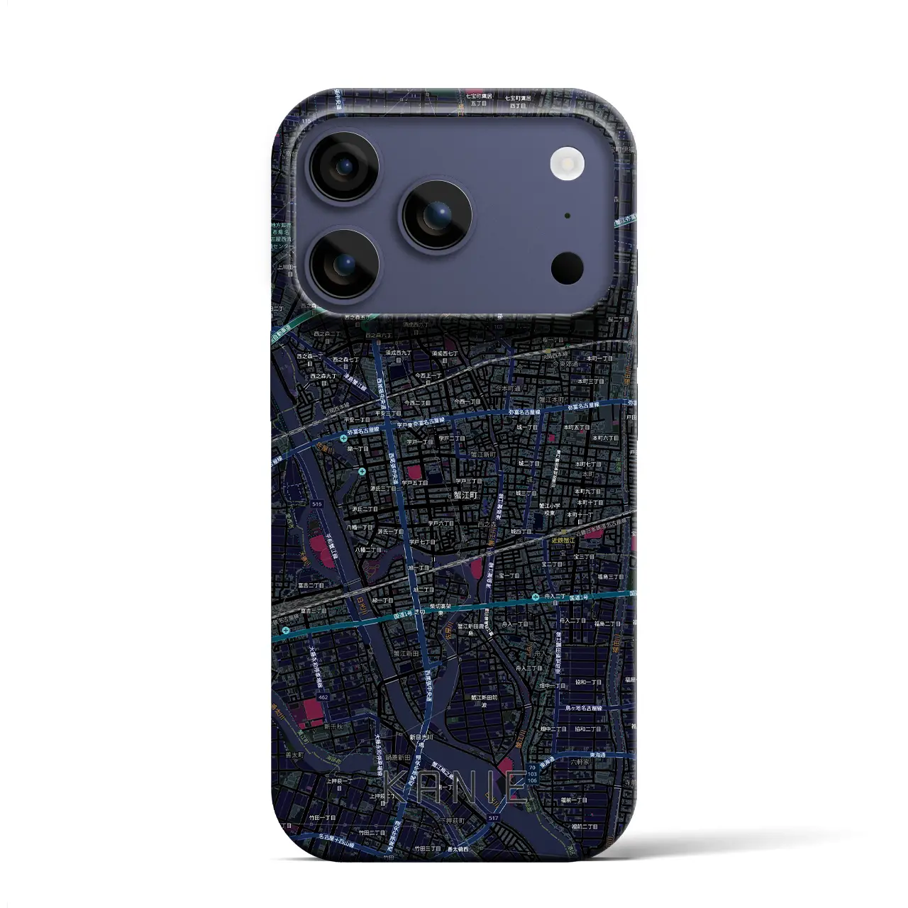 【蟹江(愛知県)】地図柄iPhoneケース(バックカバータイプ)
