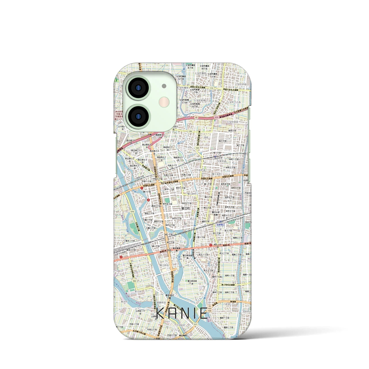 【蟹江(愛知県)】地図柄iPhoneケース(バックカバータイプ)