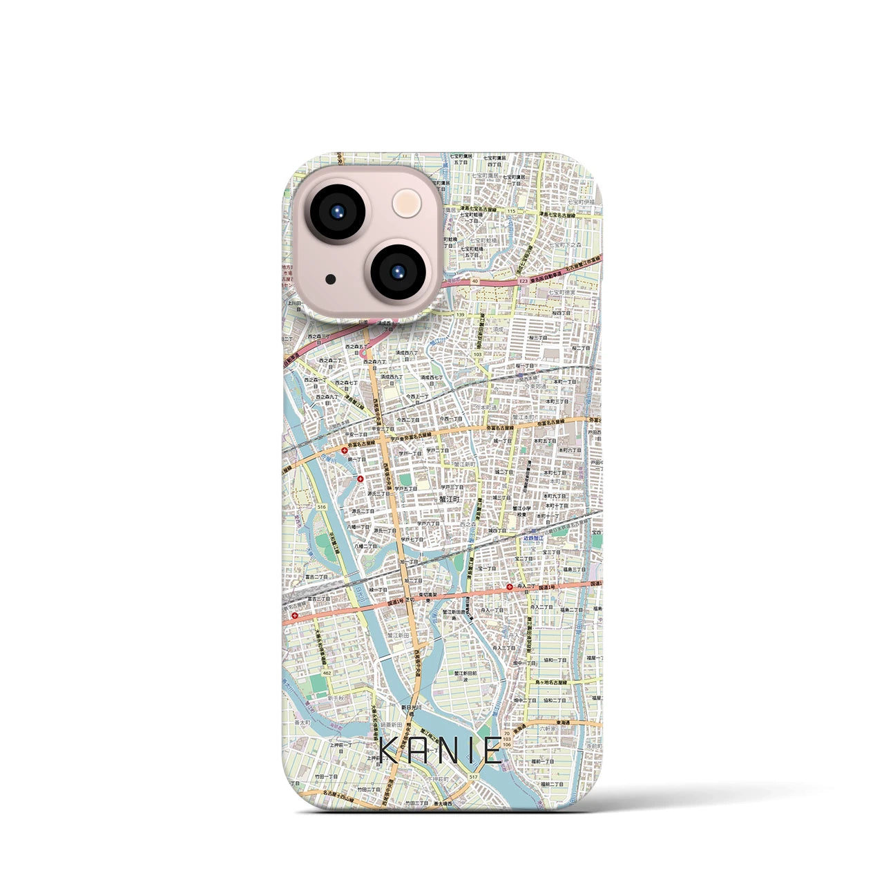 【蟹江(愛知県)】地図柄iPhoneケース(バックカバータイプ)