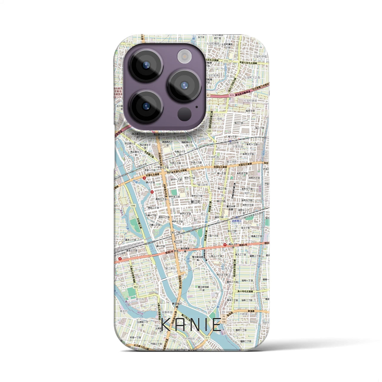 【蟹江(愛知県)】地図柄iPhoneケース(バックカバータイプ)