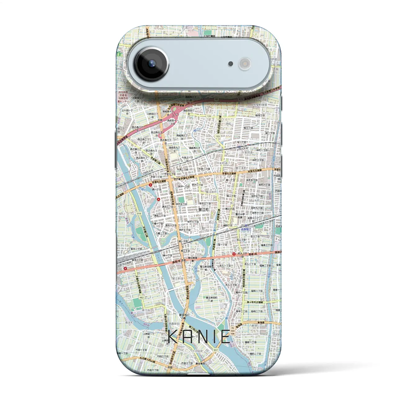 【蟹江(愛知県)】地図柄iPhoneケース(バックカバータイプ)