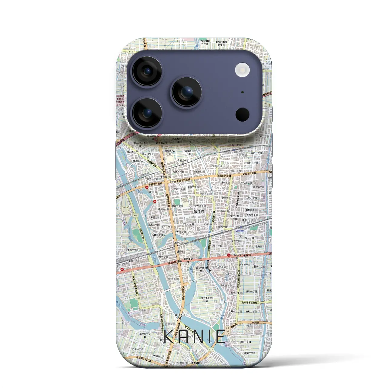 【蟹江(愛知県)】地図柄iPhoneケース(バックカバータイプ)