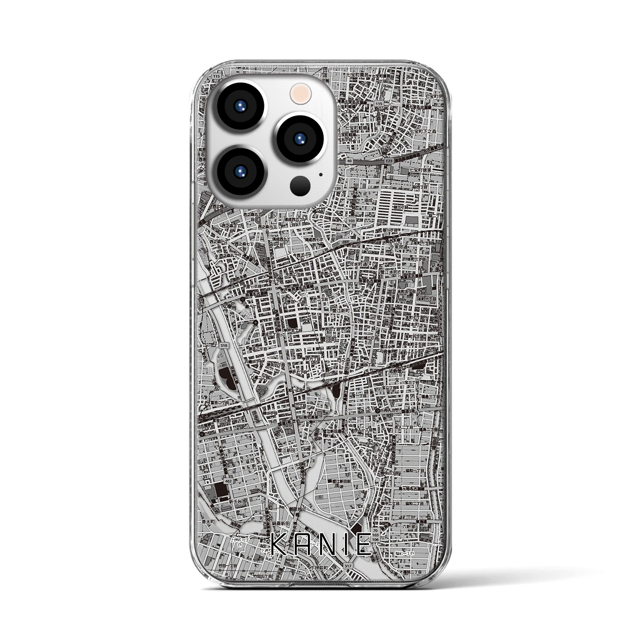 【蟹江(愛知県)】地図柄iPhoneケース(クリアタイプ)