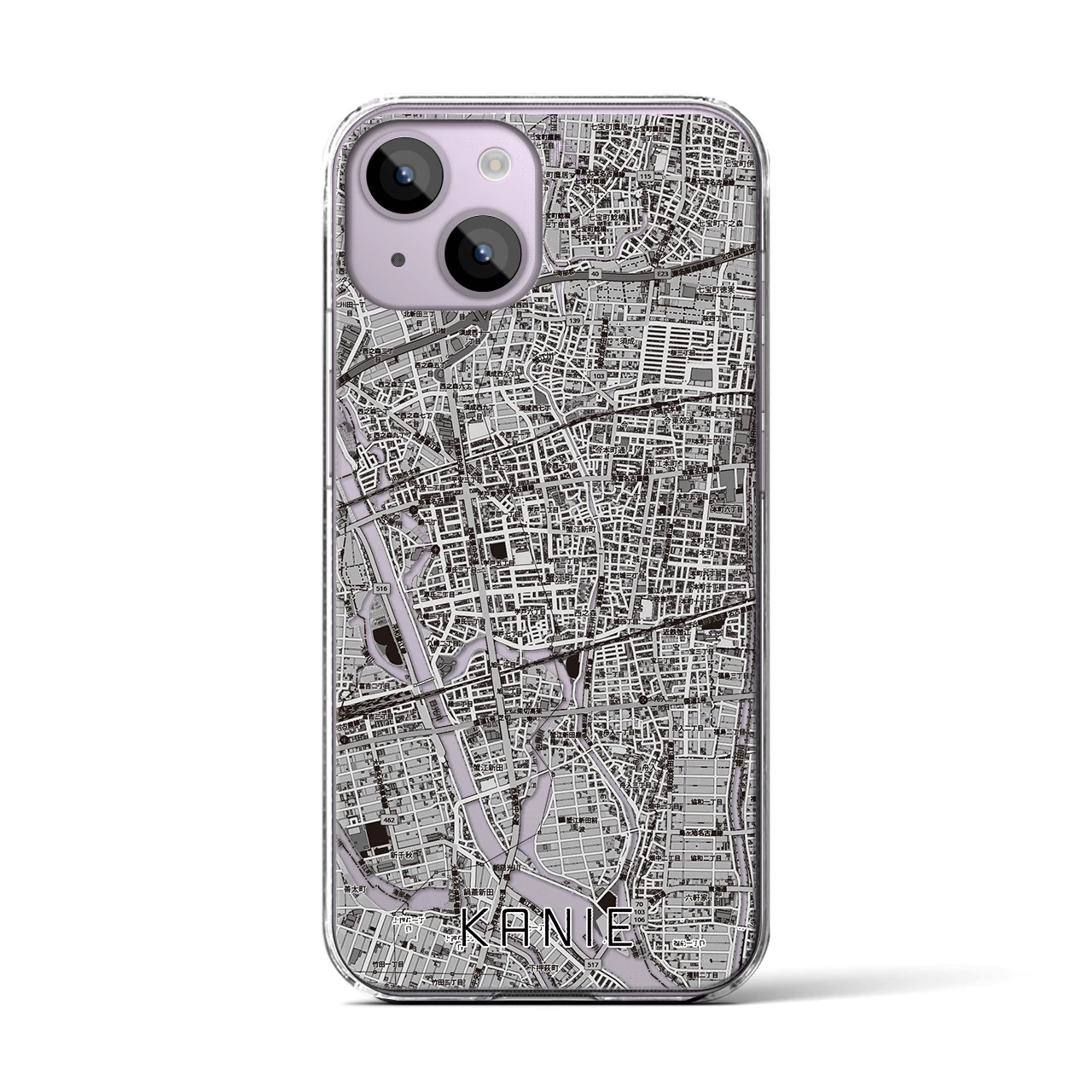 【蟹江(愛知県)】地図柄iPhoneケース(クリアタイプ)