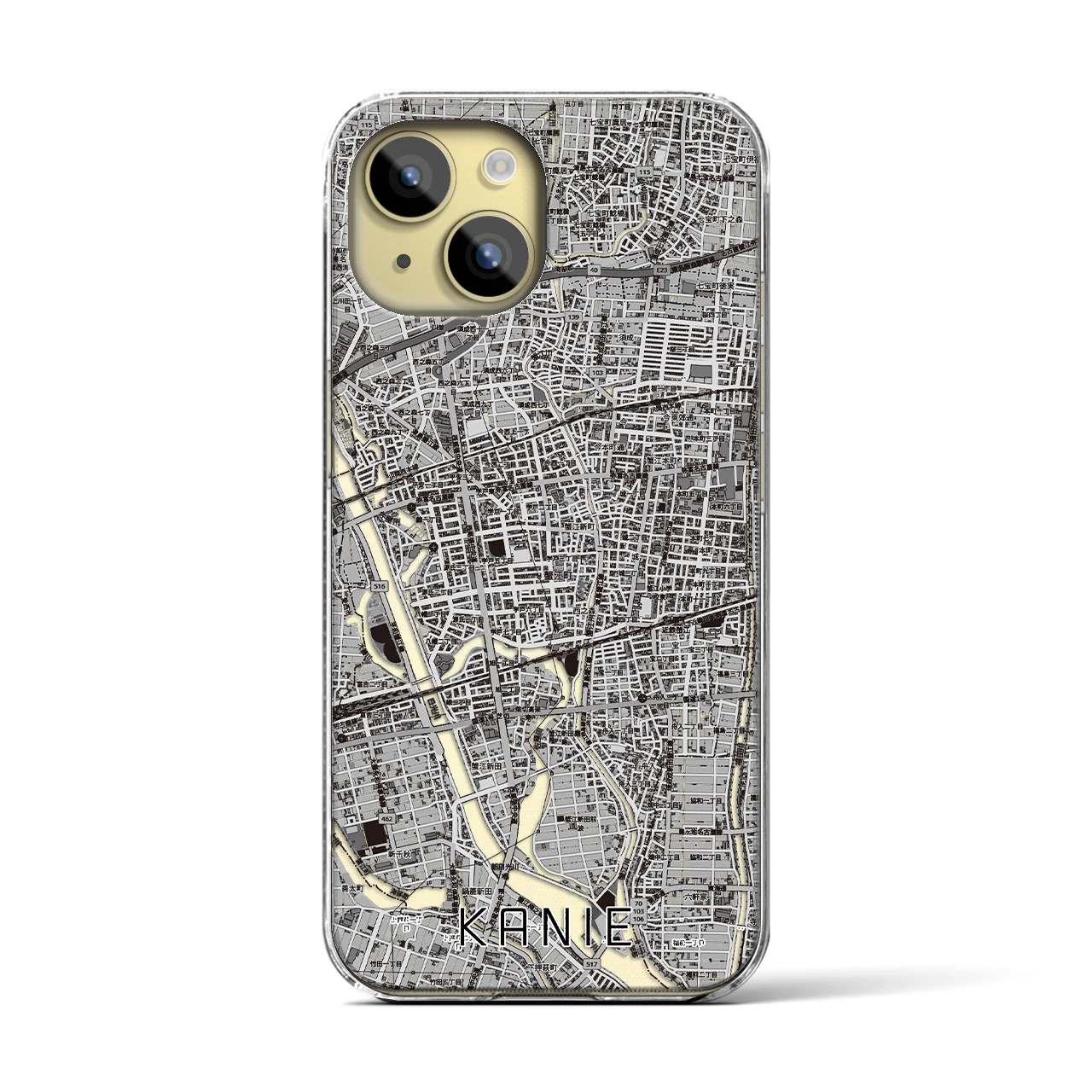 【蟹江(愛知県)】地図柄iPhoneケース(クリアタイプ)