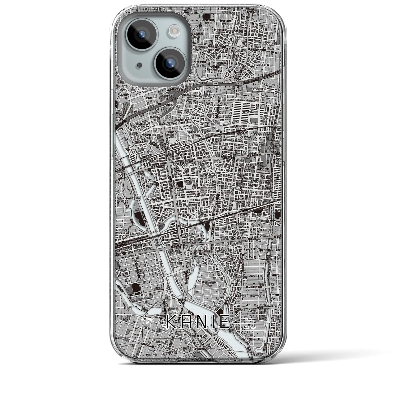 【蟹江(愛知県)】地図柄iPhoneケース(クリアタイプ)