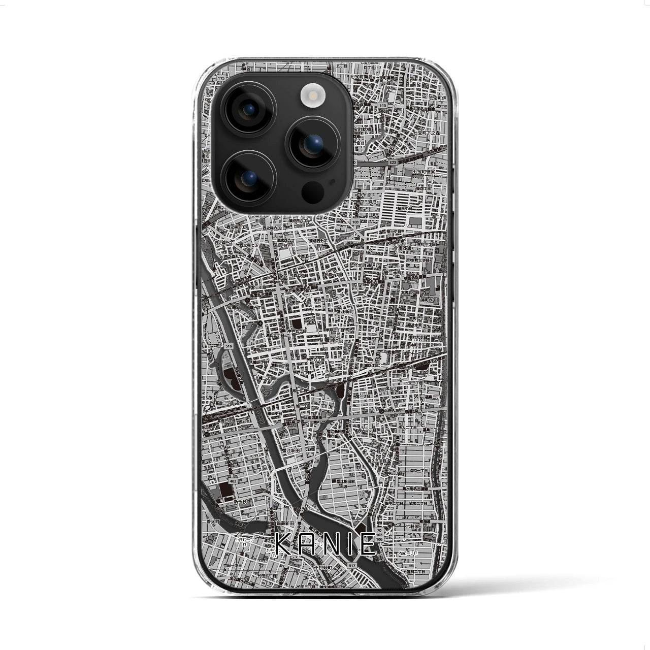 【蟹江(愛知県)】地図柄iPhoneケース(クリアタイプ)