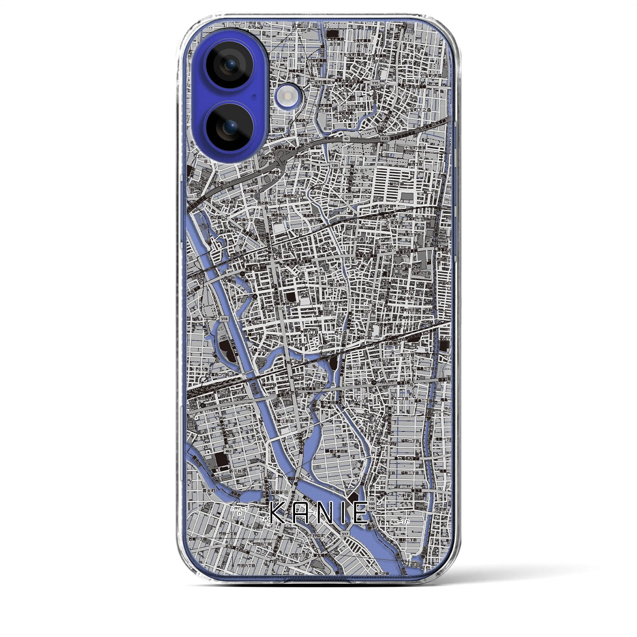 【蟹江(愛知県)】地図柄iPhoneケース(クリアタイプ)