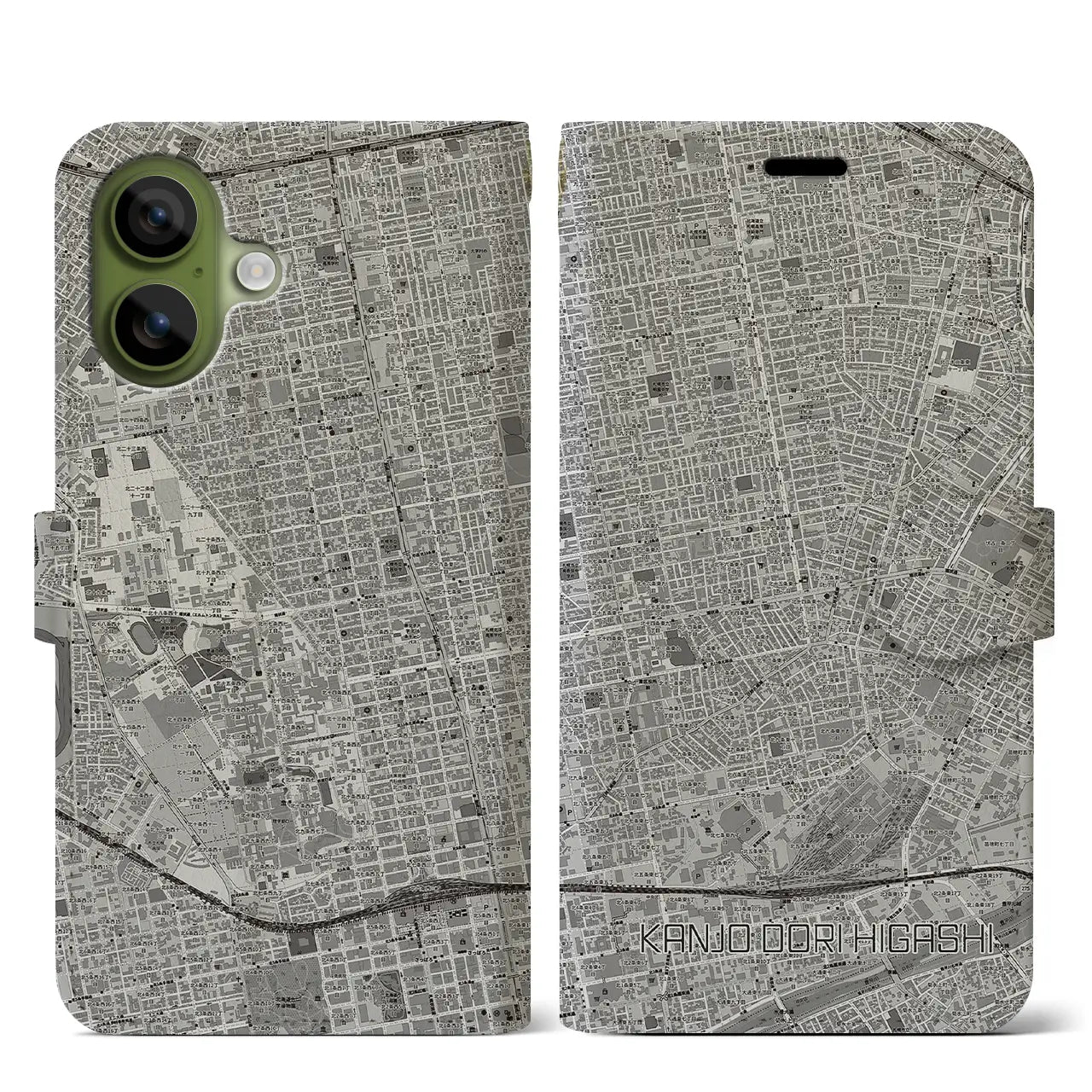 【環状通東(北海道)】地図柄iPhoneケース(手帳タイプ)