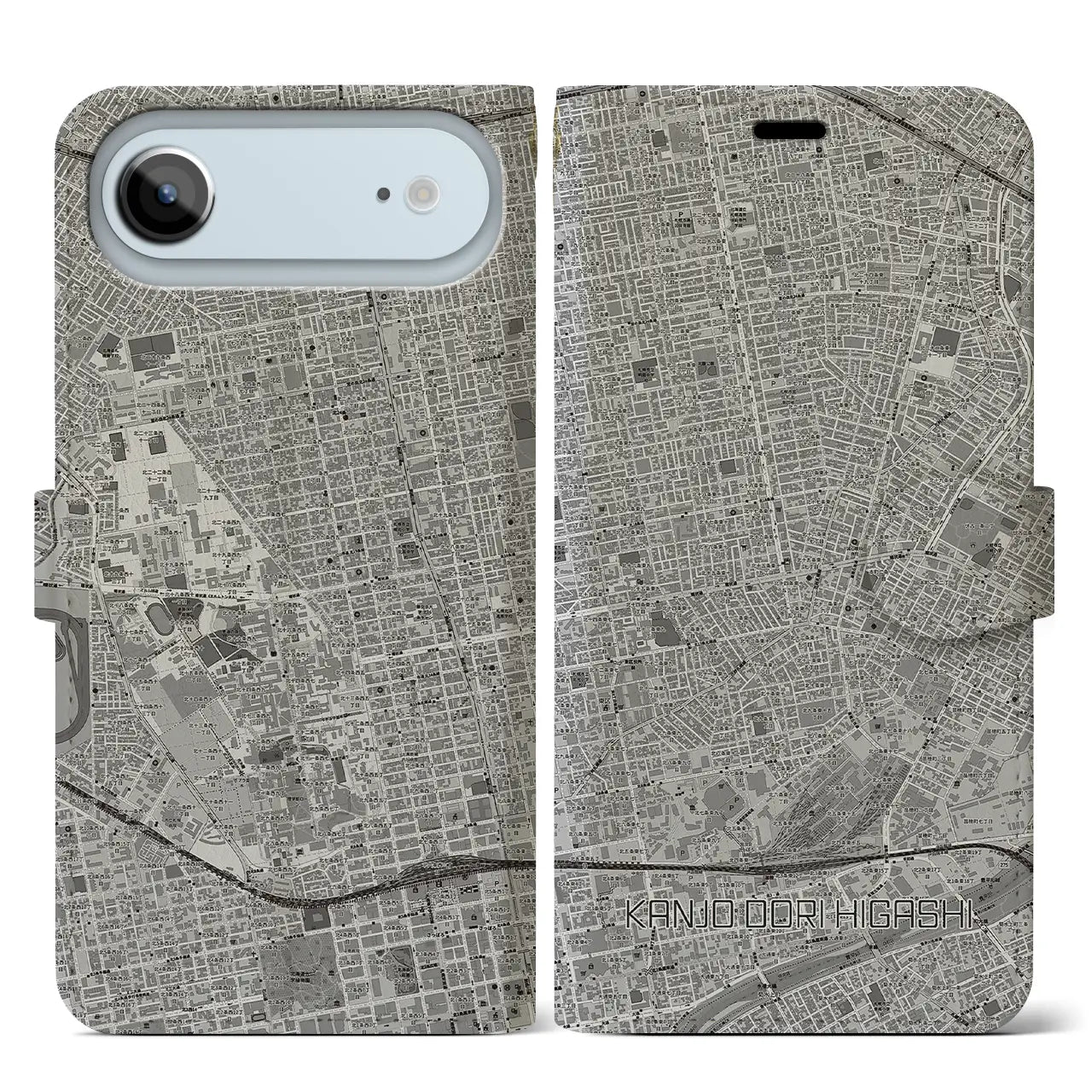 【環状通東(北海道)】地図柄iPhoneケース(手帳タイプ)