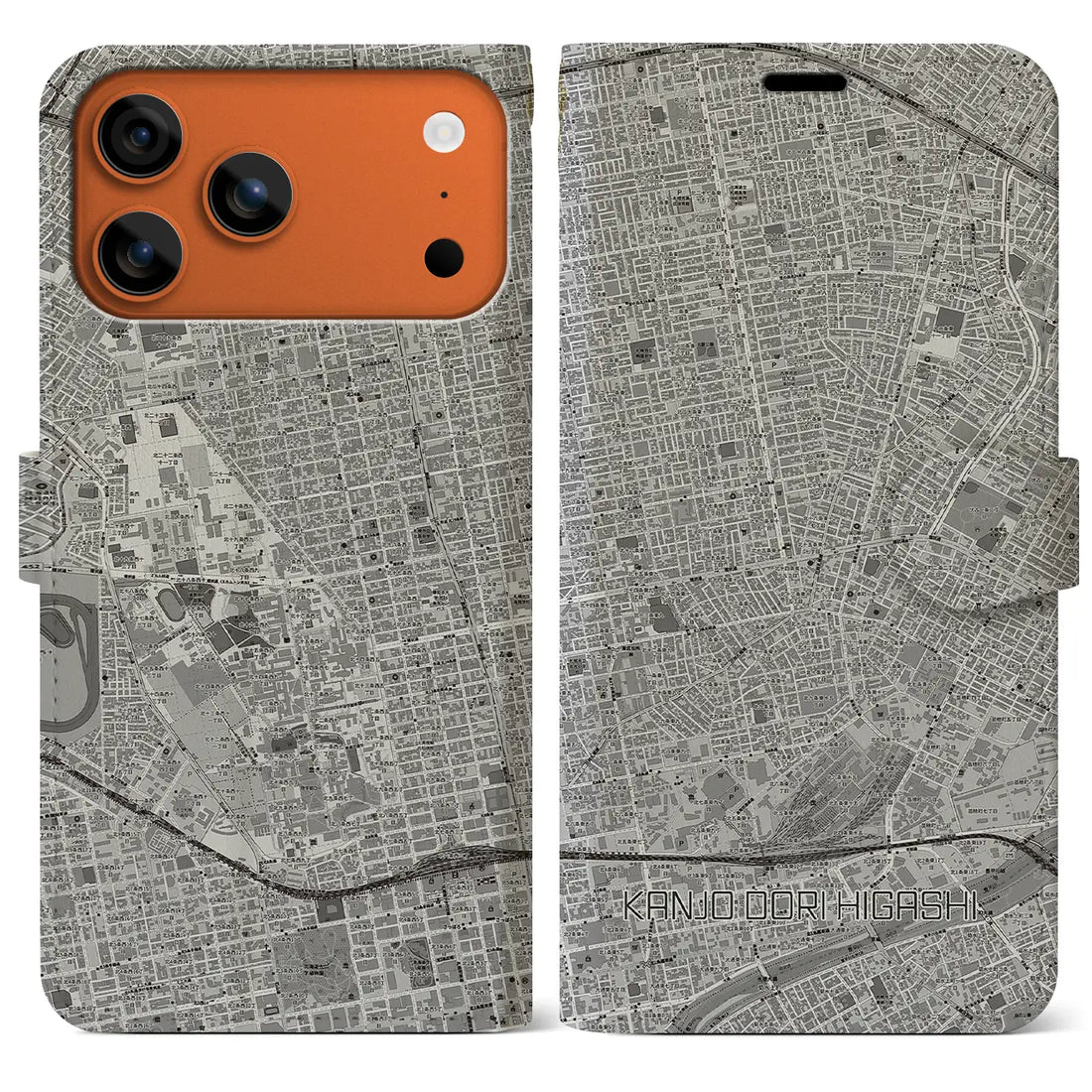 【環状通東(北海道)】地図柄iPhoneケース(手帳タイプ)
