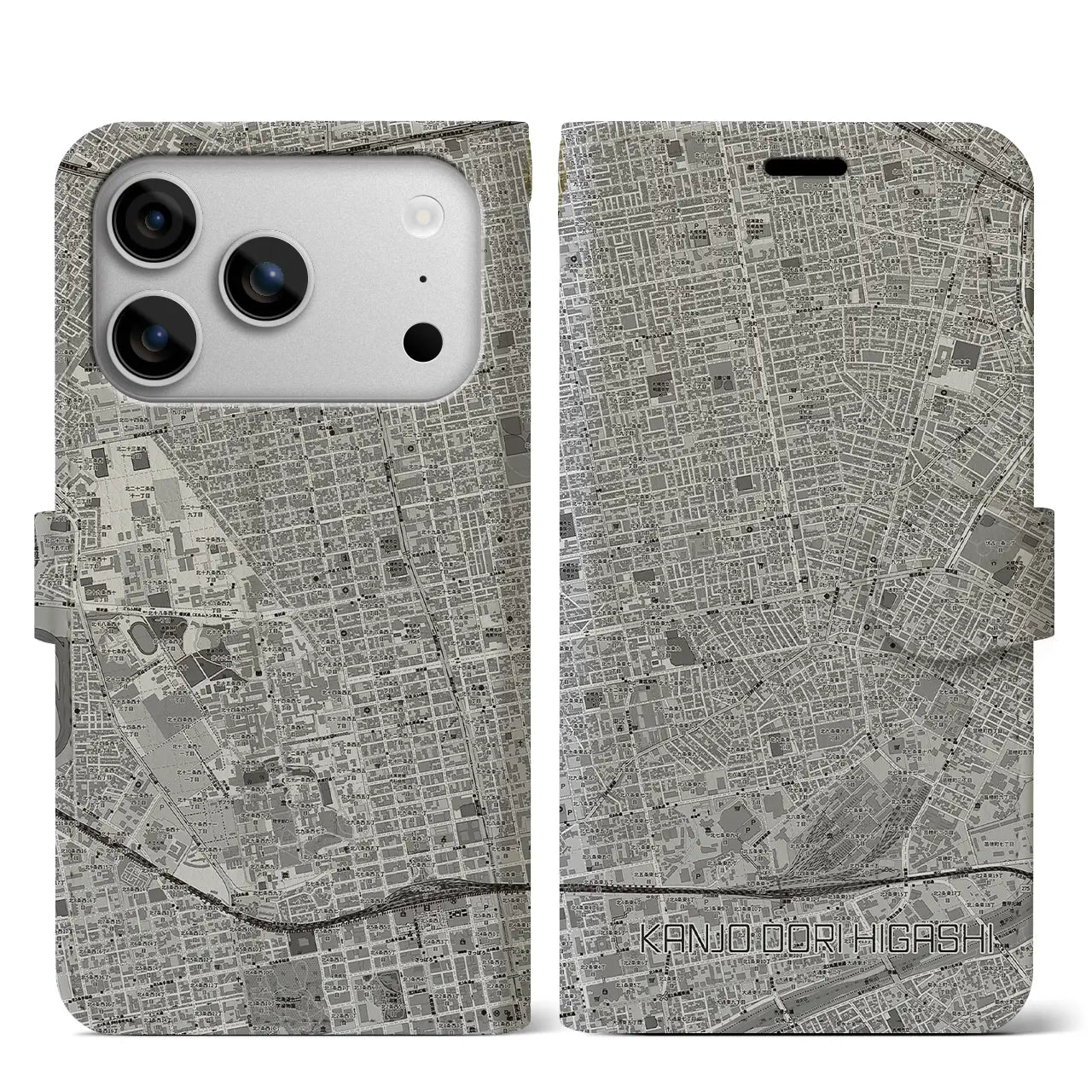 【環状通東(北海道)】地図柄iPhoneケース(手帳タイプ)