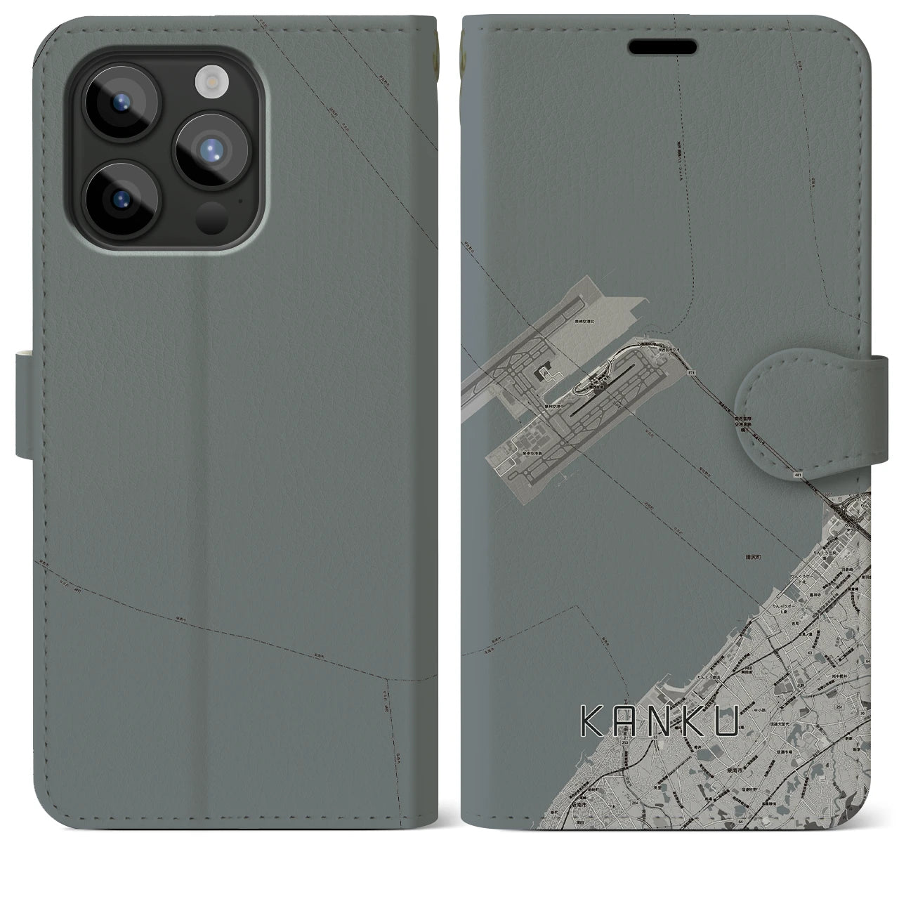 【関空(大阪府)】地図柄iPhoneケース(手帳タイプ)