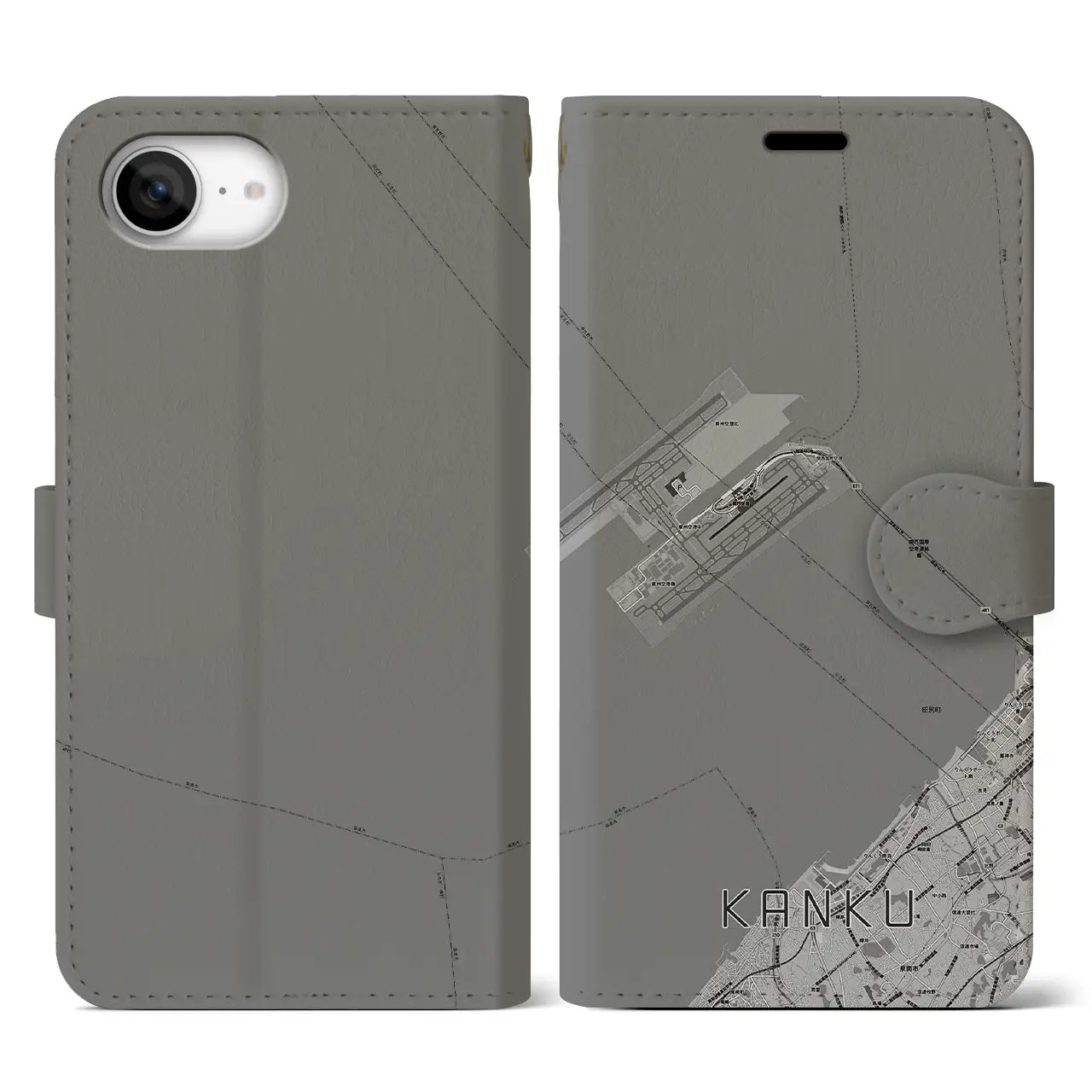 【関空(大阪府)】地図柄iPhoneケース(手帳タイプ)