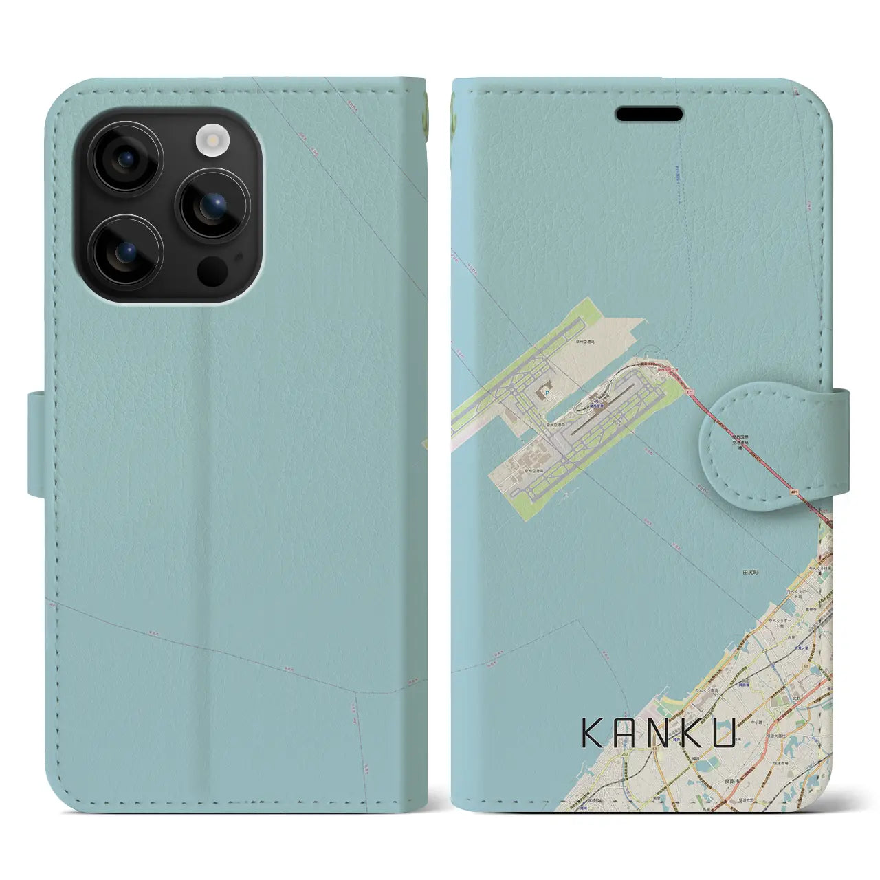 【関空(大阪府)】地図柄iPhoneケース(手帳タイプ)ナチュラル・iPhone 16 用