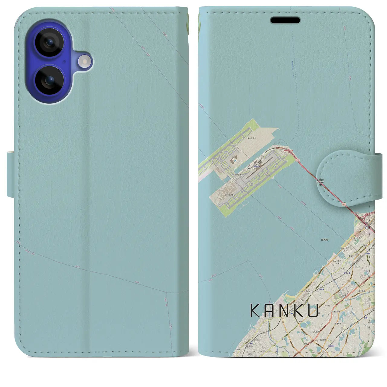 【関空(大阪府)】地図柄iPhoneケース(手帳タイプ)ナチュラル・iPhone 16 Pro Max 用