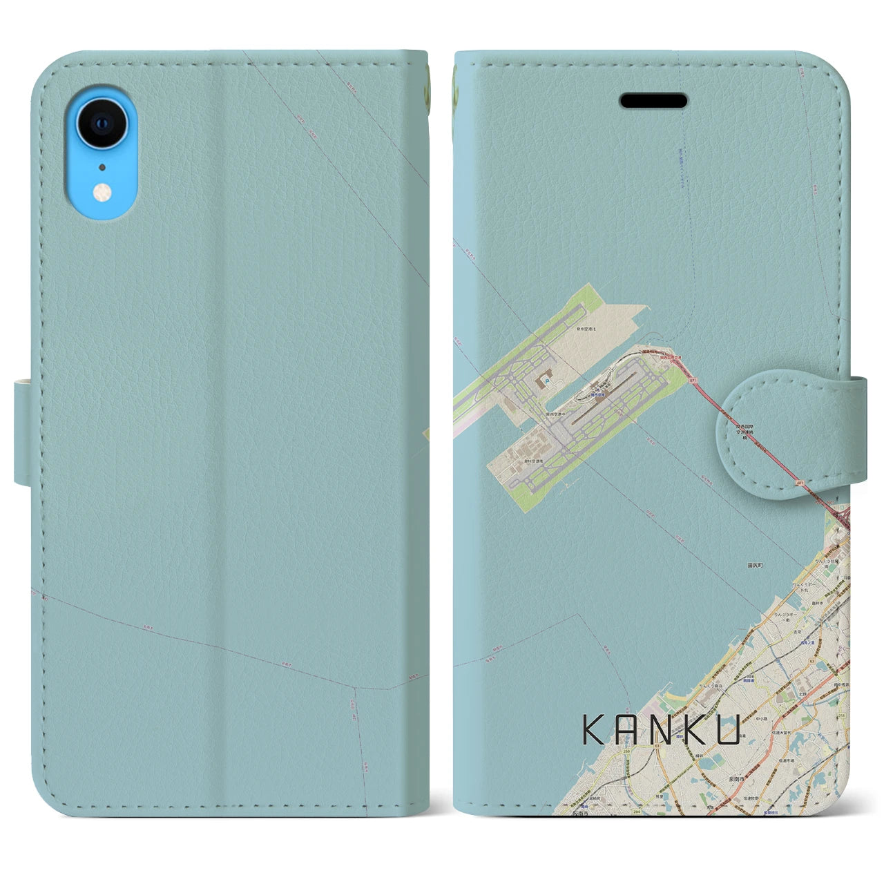 【関空(大阪府)】地図柄iPhoneケース(手帳タイプ)ナチュラル・iPhone XR 用