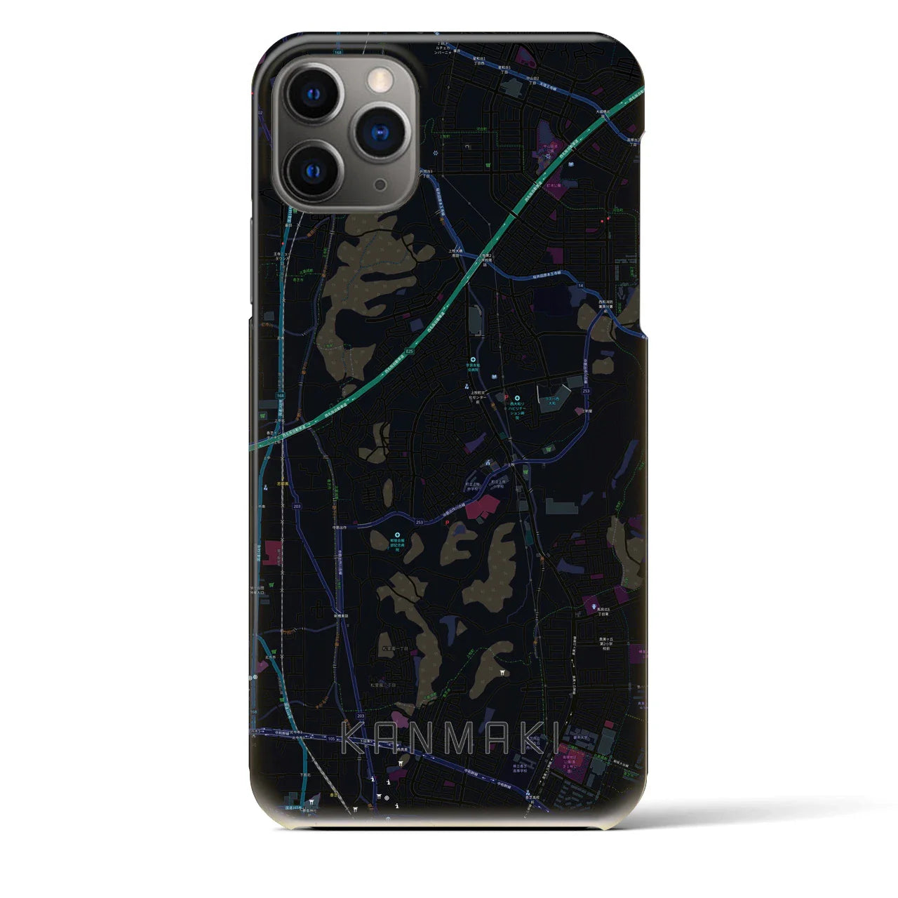 【上牧(奈良県)】地図柄iPhoneケース(バックカバータイプ)