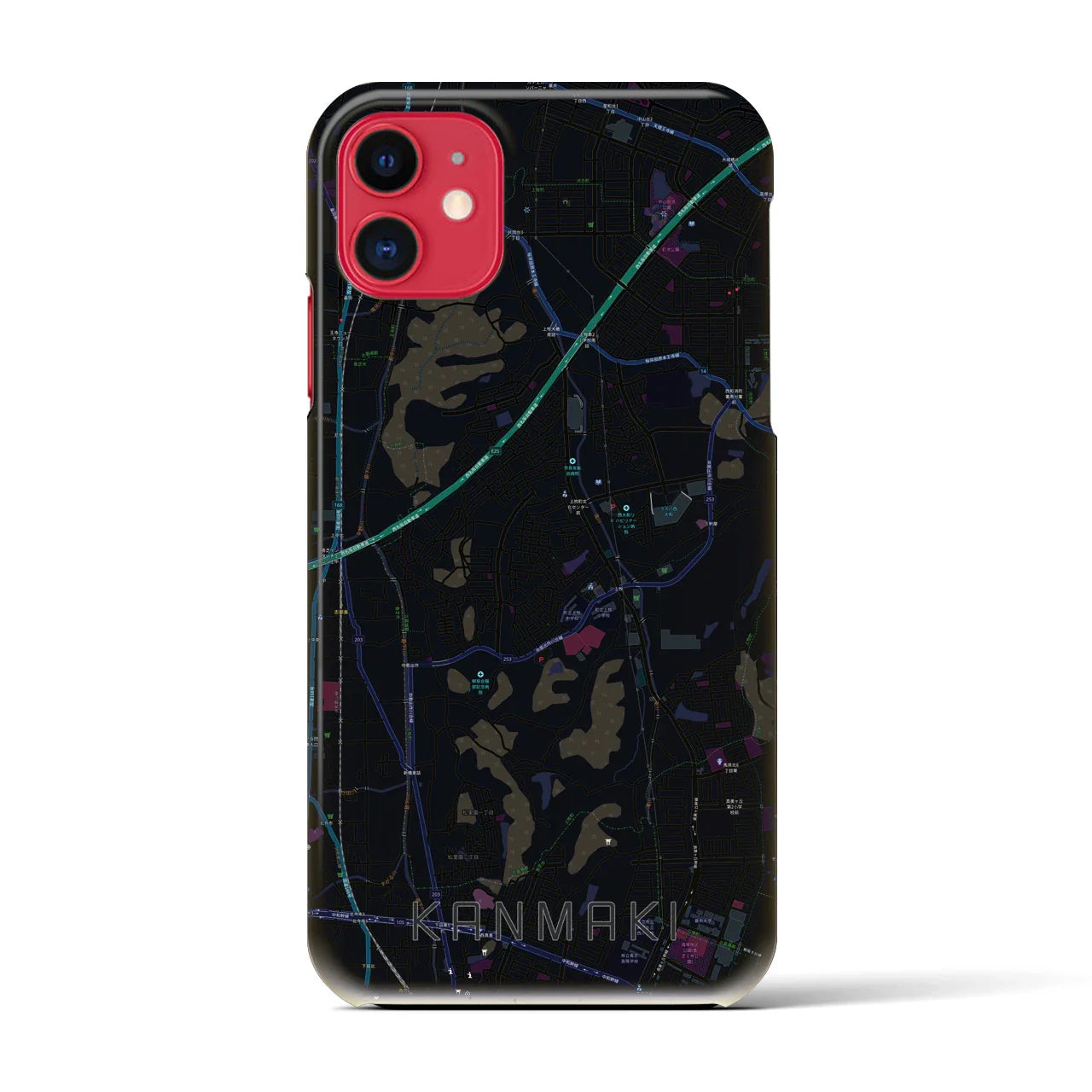 【上牧(奈良県)】地図柄iPhoneケース(バックカバータイプ)