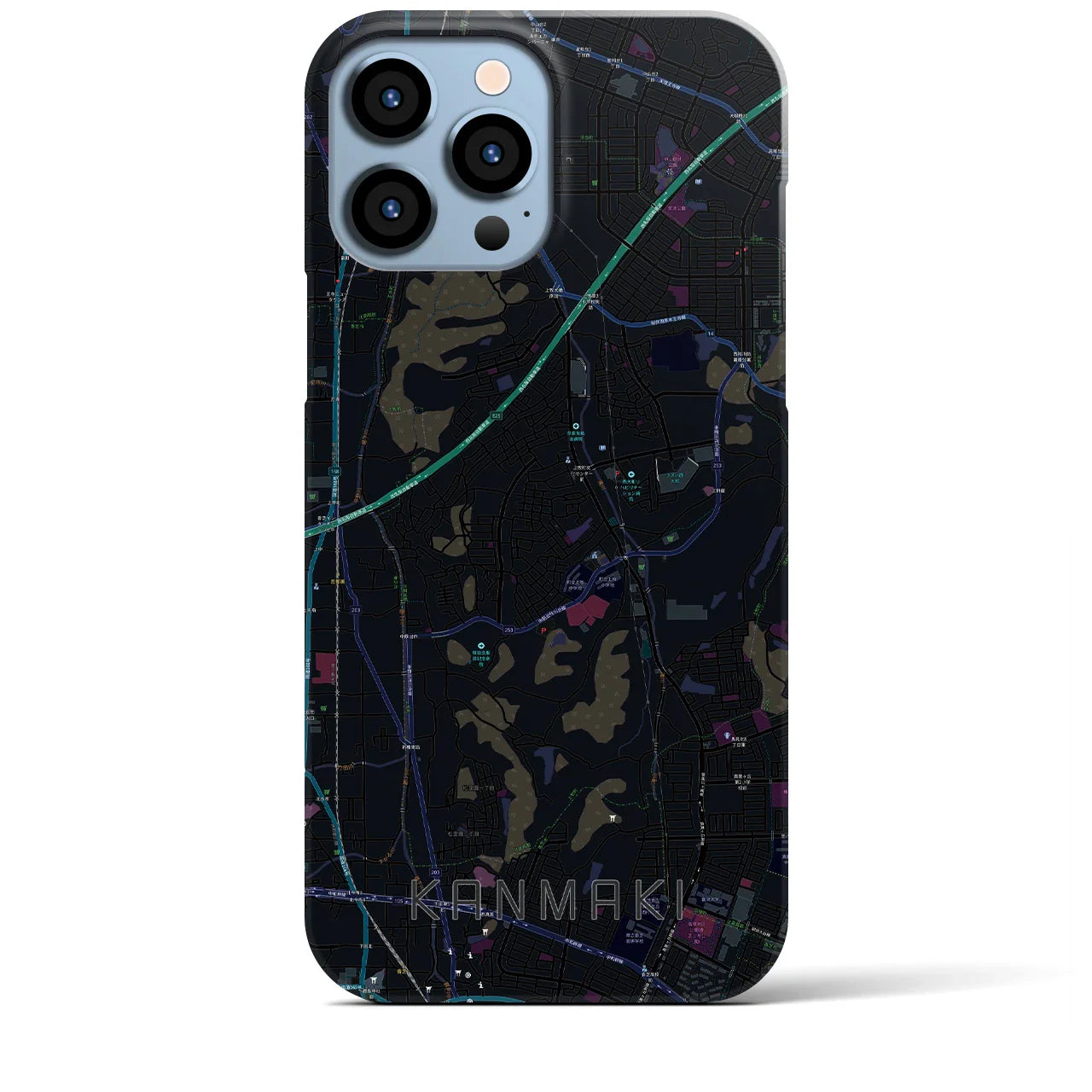 【上牧(奈良県)】地図柄iPhoneケース(バックカバータイプ)