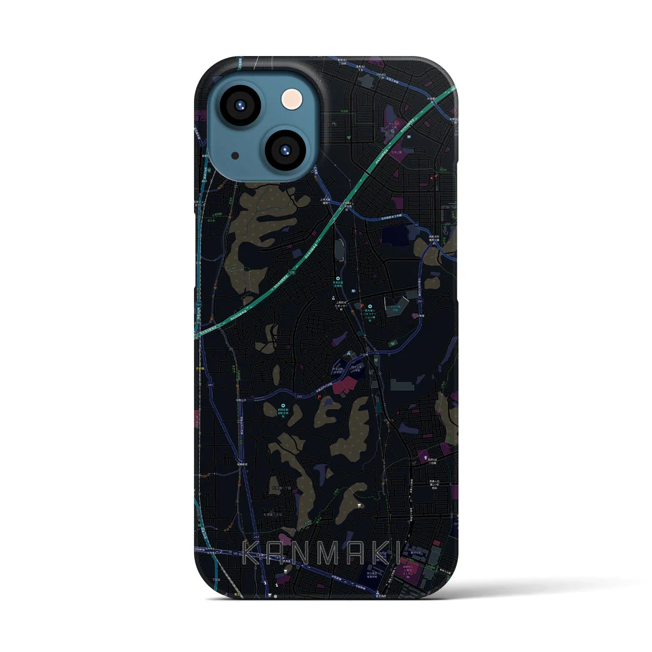 【上牧(奈良県)】地図柄iPhoneケース(バックカバータイプ)
