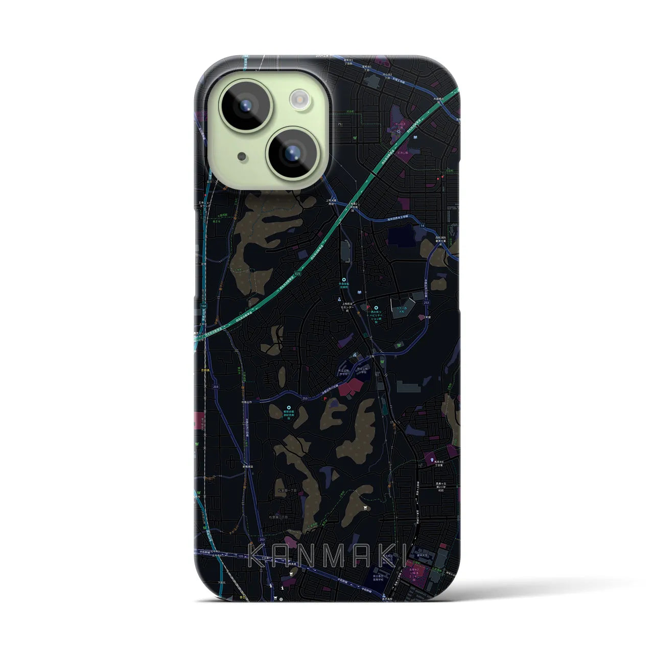 【上牧(奈良県)】地図柄iPhoneケース(バックカバータイプ)