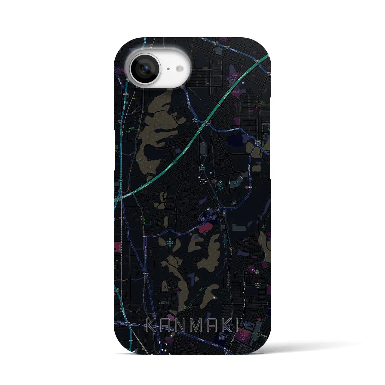 【上牧(奈良県)】地図柄iPhoneケース(バックカバータイプ)