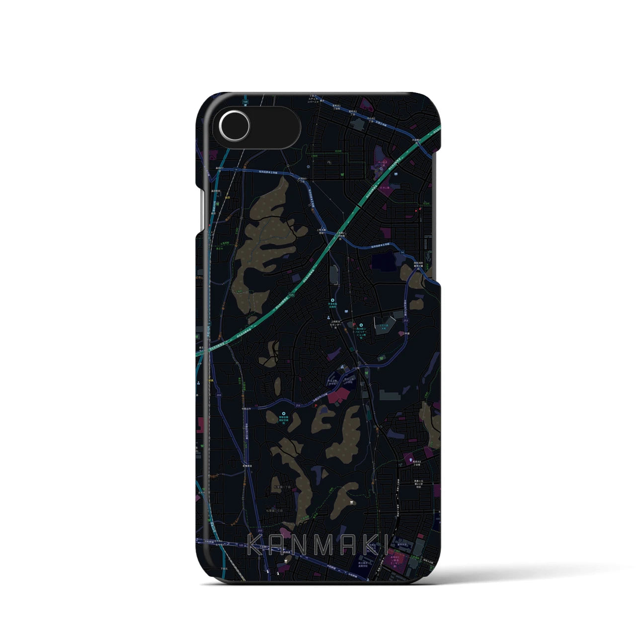 【上牧(奈良県)】地図柄iPhoneケース(バックカバータイプ)