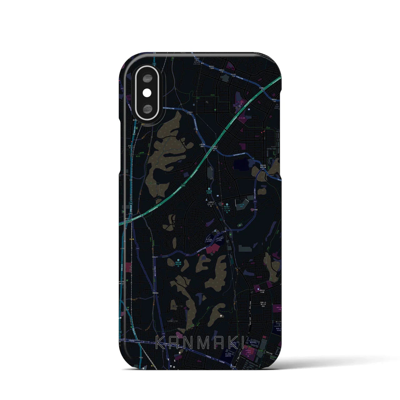 【上牧(奈良県)】地図柄iPhoneケース(バックカバータイプ)