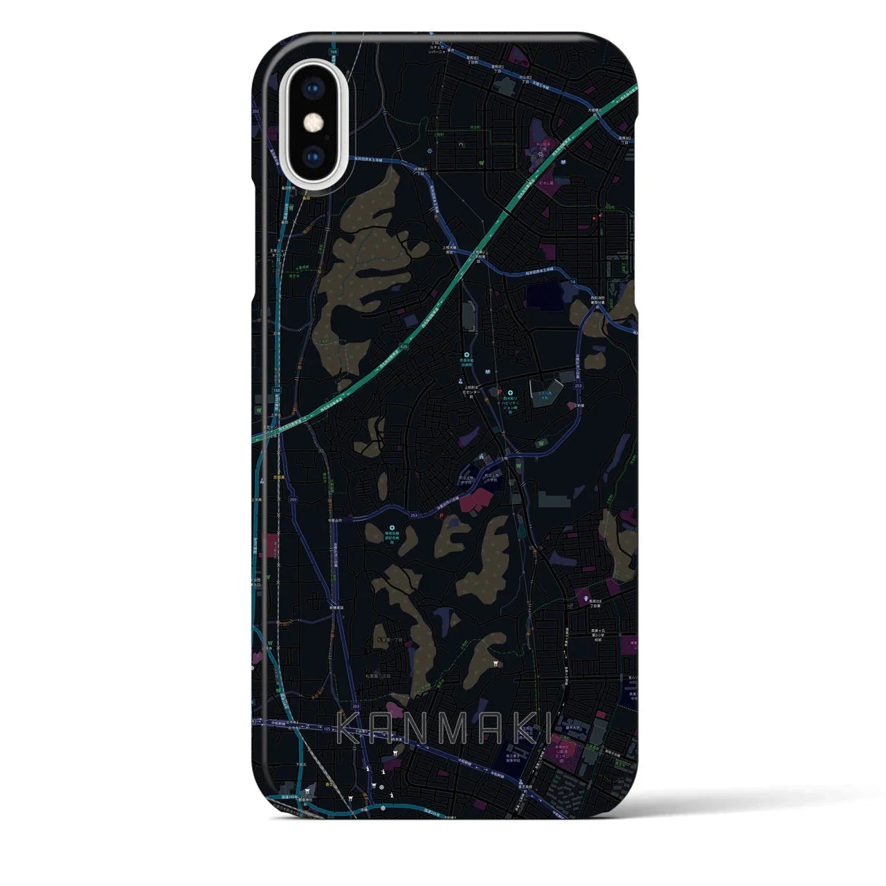 【上牧(奈良県)】地図柄iPhoneケース(バックカバータイプ)