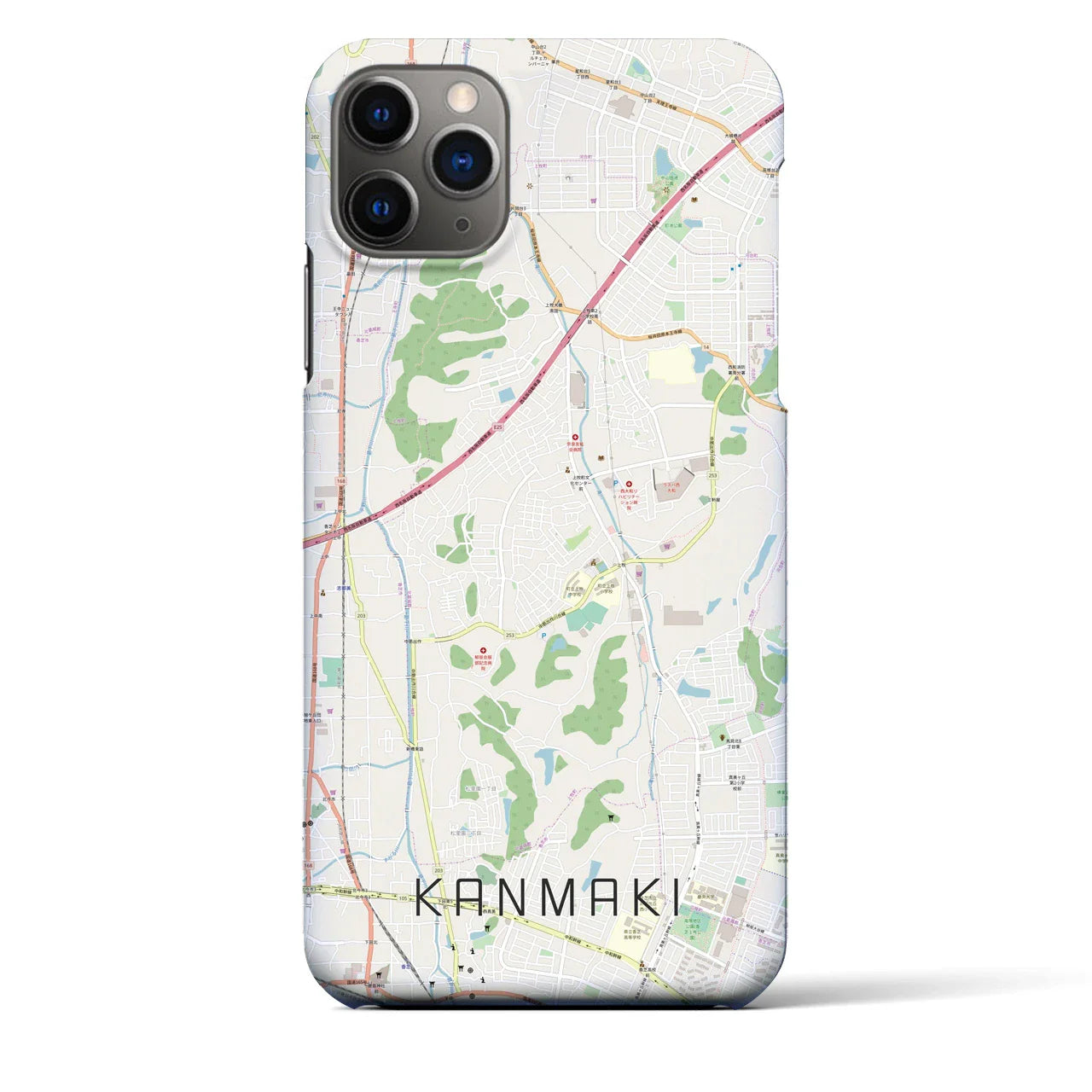 【上牧(奈良県)】地図柄iPhoneケース(バックカバータイプ)