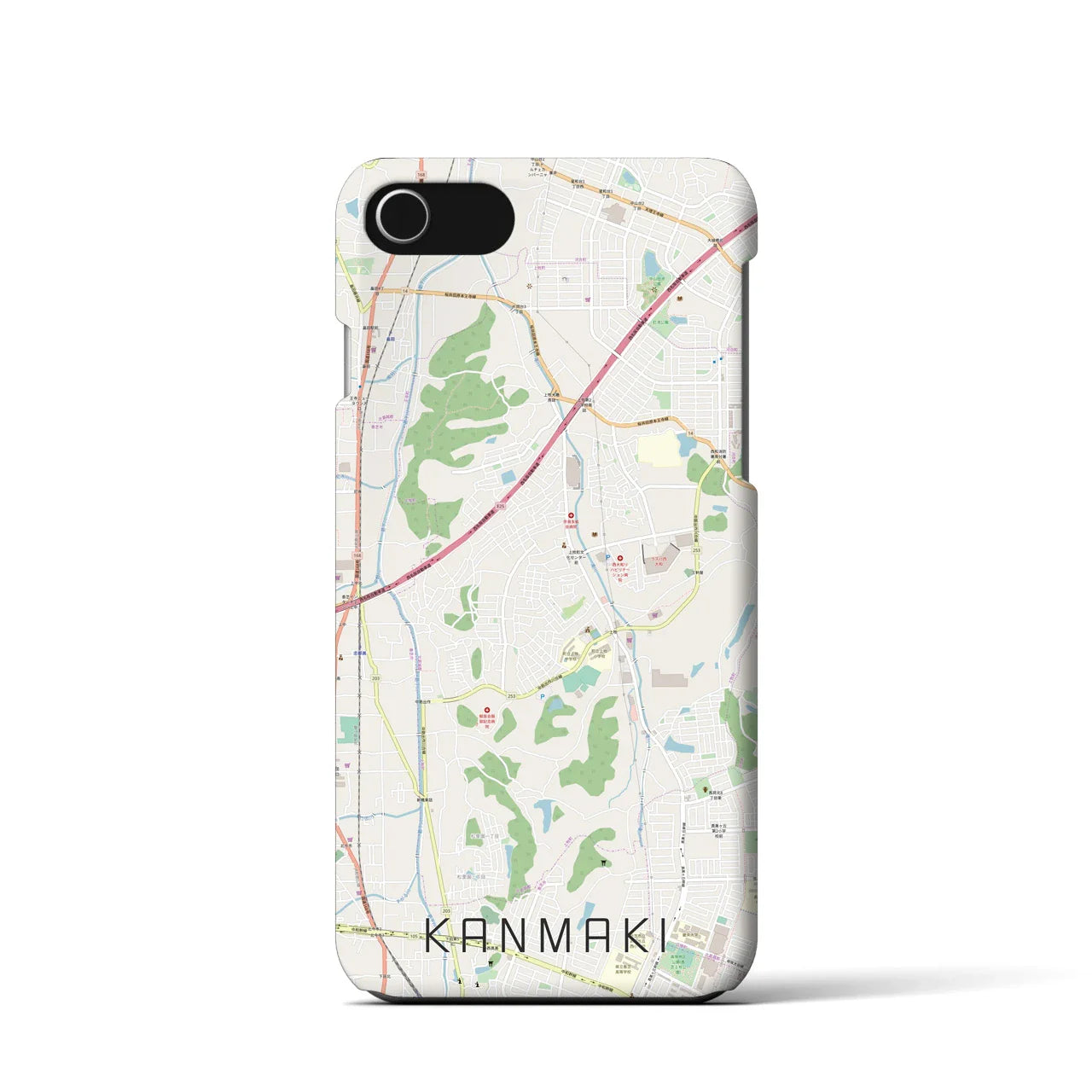【上牧(奈良県)】地図柄iPhoneケース(バックカバータイプ)