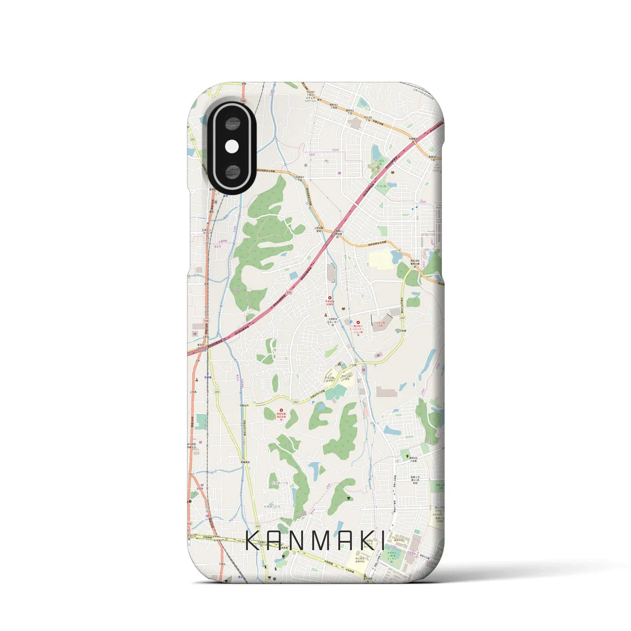 【上牧(奈良県)】地図柄iPhoneケース(バックカバータイプ)