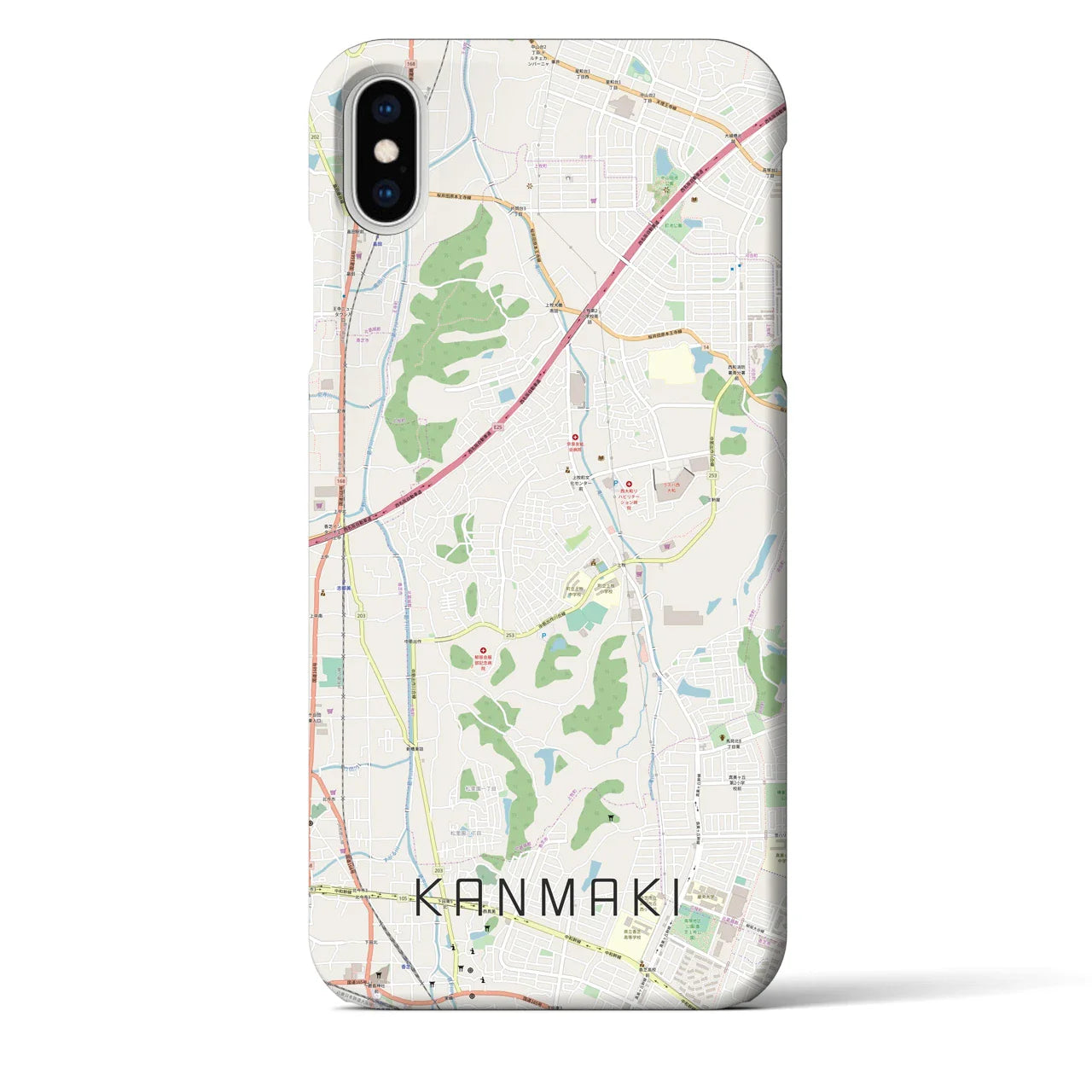 【上牧(奈良県)】地図柄iPhoneケース(バックカバータイプ)
