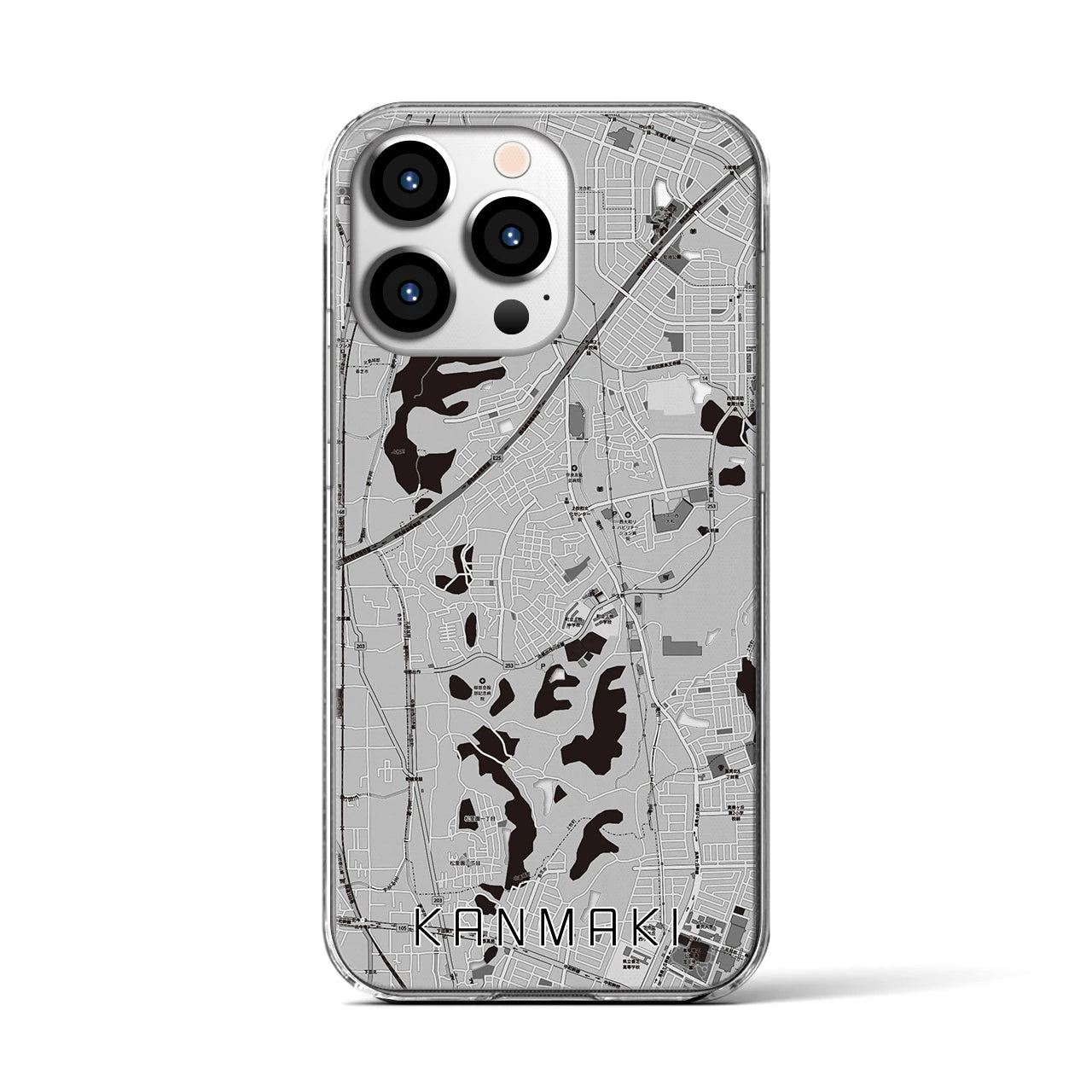 【上牧(奈良県)】地図柄iPhoneケース(クリアタイプ)