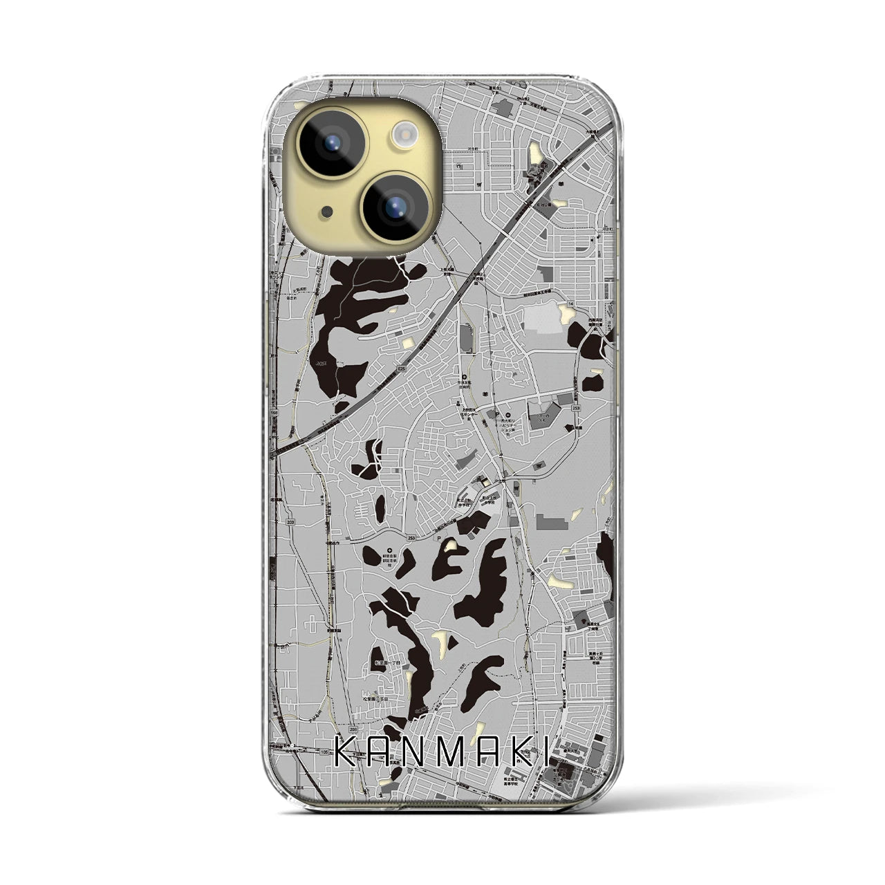 【上牧(奈良県)】地図柄iPhoneケース(クリアタイプ)