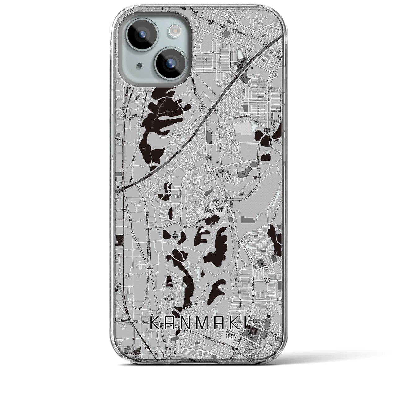 【上牧(奈良県)】地図柄iPhoneケース(クリアタイプ)