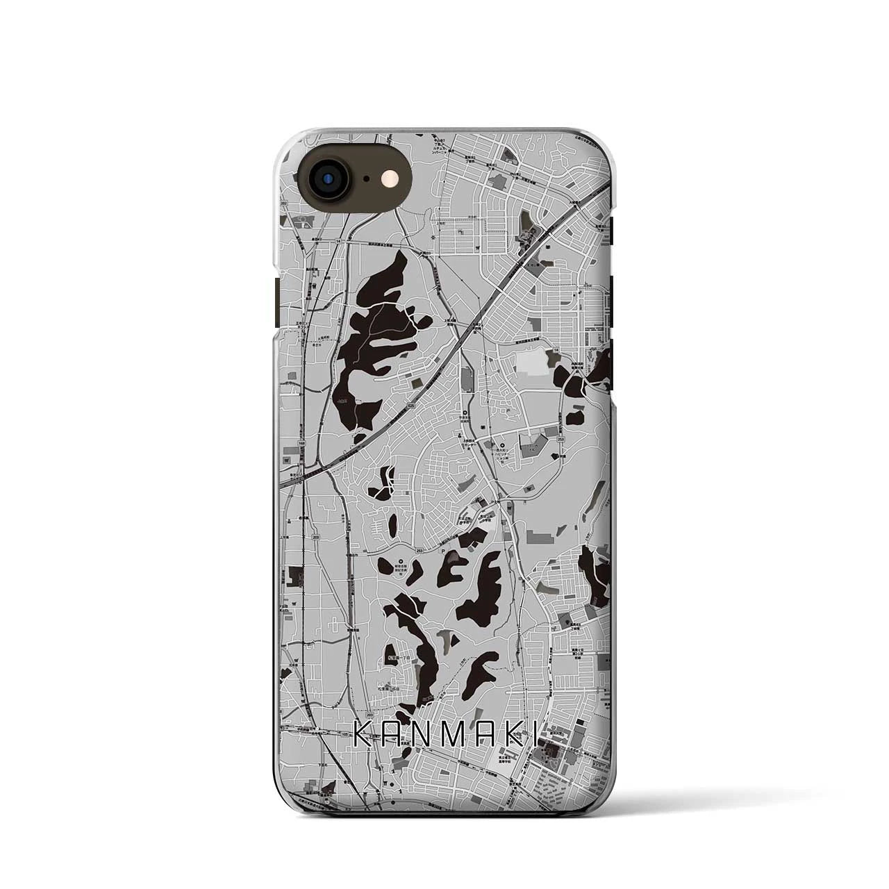 【上牧(奈良県)】地図柄iPhoneケース(クリアタイプ)モノトーン・iPhone SE(第3 / 第2世代) / 8 / 7 / 6s / 6 用