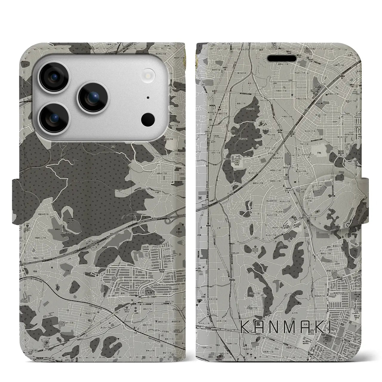 【上牧(奈良県)】地図柄iPhoneケース(手帳タイプ)