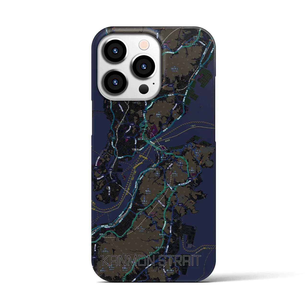 【関門海峡(山口県)】地図柄iPhoneケース(バックカバータイプ)