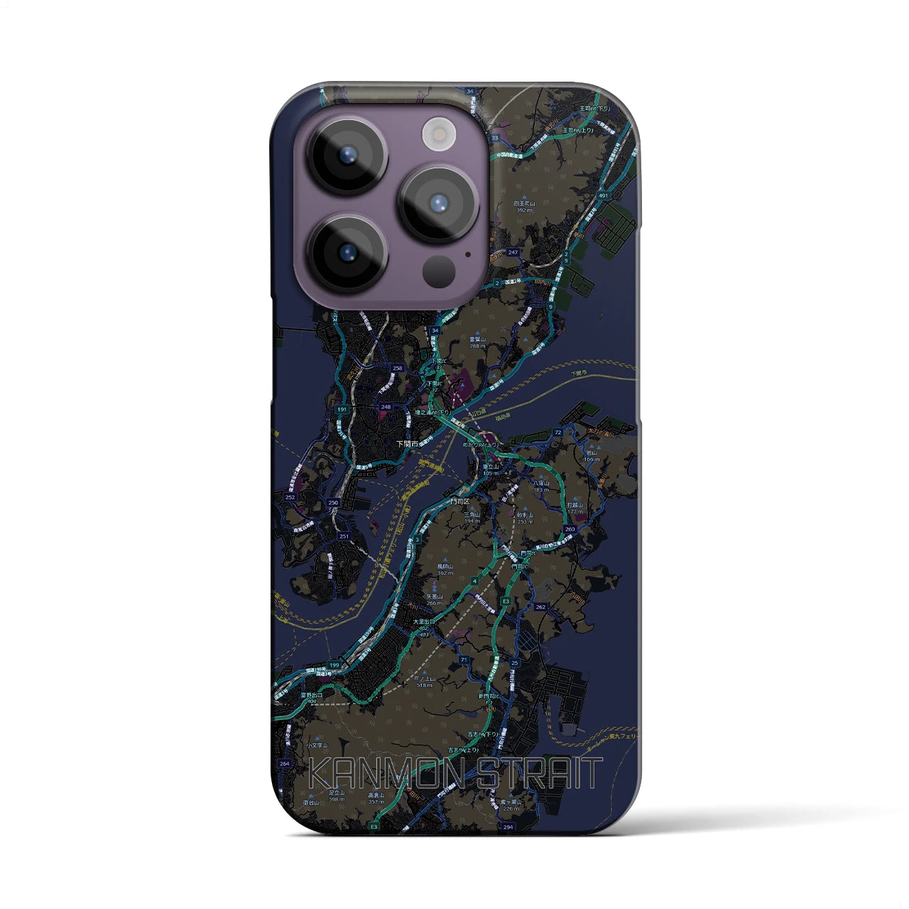 【関門海峡(山口県)】地図柄iPhoneケース(バックカバータイプ)