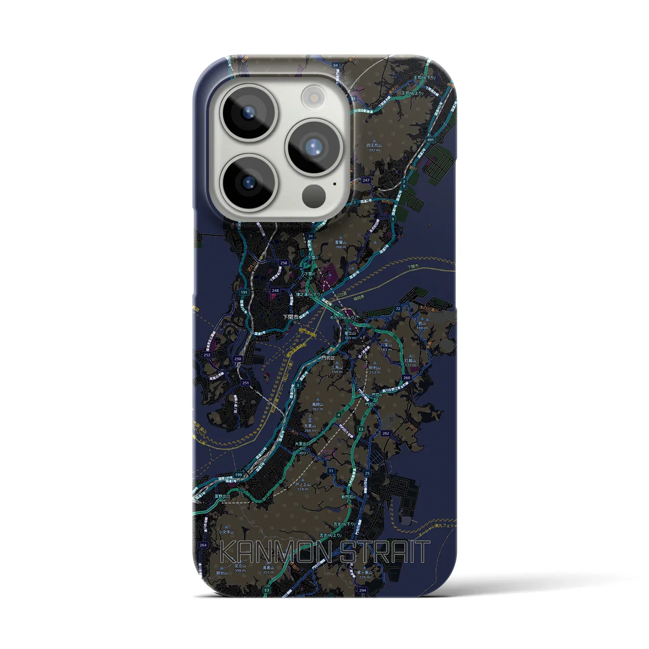 【関門海峡(山口県)】地図柄iPhoneケース(バックカバータイプ)